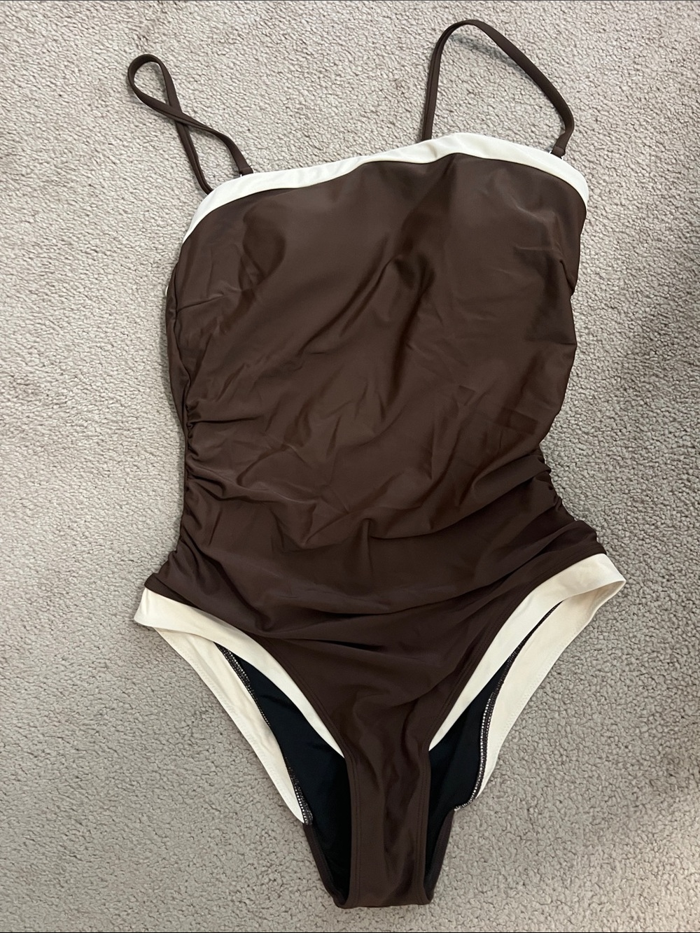 Amazon Brown and Cream One-Piece Swimsuit